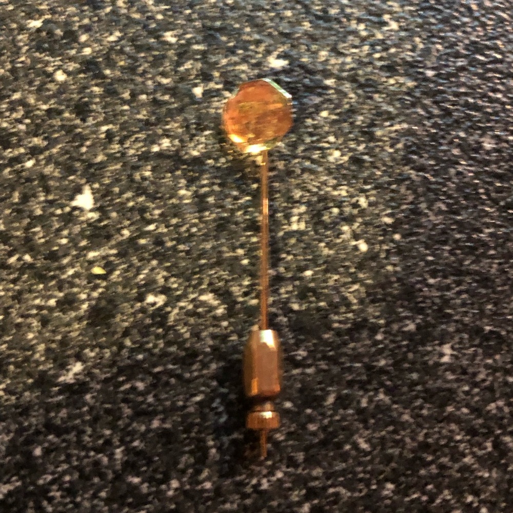 Vintage Small Round Reflective Gold Color Lapel Pin